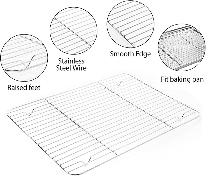 M MCIRCO Baking Sheet with Cooling Rack, Baking Mat Set, Set of 9 | Stainless Steel Cookie Pan with Cooling Rack, 3 Sheets + 3 Racks + 3 Mats, 10/12/16 Inch, Baking Pan, Easy Clean