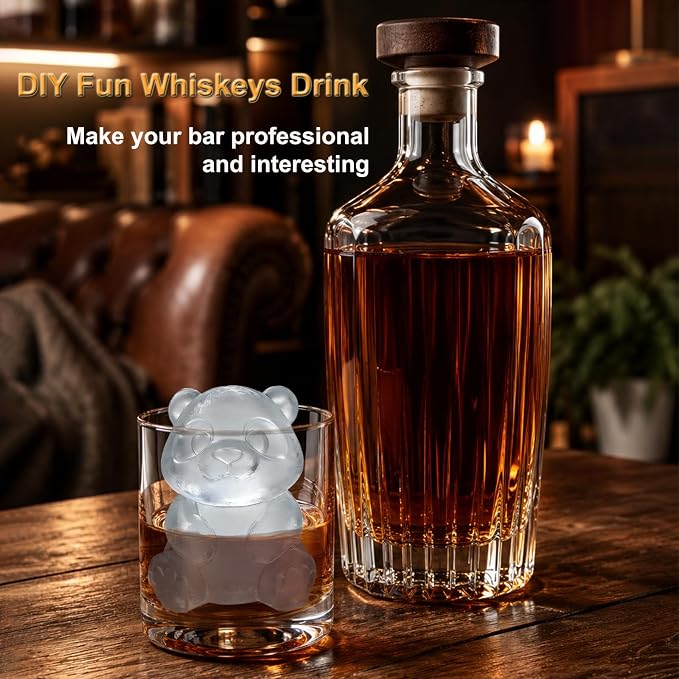 3D Panda Ice Cube Silicone Molds Tray for Whiskey, Cocktail, Drink, Bar; Rich Details. Fun Animal Mold for DIY Craft Taba Squishy Chocolate Soap Candle Resin Gift for Women Girls Boys; 2 Pack