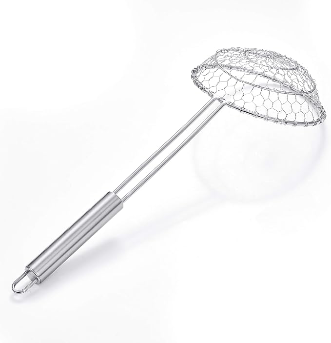 Stainless Steel Spider Strainer Asian Kitchen Mesh Wok Strainer Wire Food Cooking Skimmer Basket, 6-Inch, Hand-Made