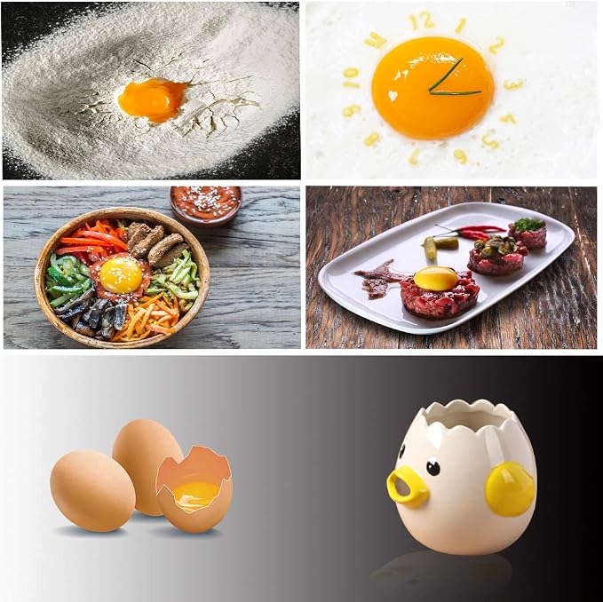Egg Separator, Upgrade Egg Yolk White Separator, Food Grade Ceramics Egg Sperator Tool for Kitchen Gadget Cooking Baker Tool, Egg strainer, Mayonnaise etc (Yellow)