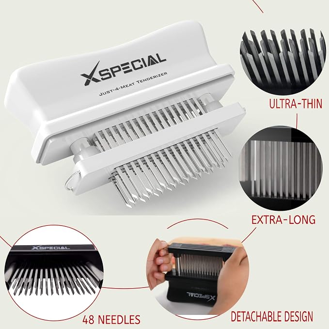 KITCHEN MEAT TENDERIZER TOOL – 48-Blade Professional-Grade: Transform Tough Cuts into Juicy, Flavorful Masterpieces | Rust-Free Stainless Steel | Dishwasher Safe | Perfect for Steak, Chicken & Pork