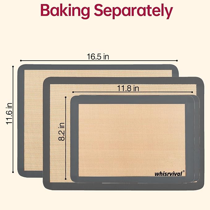 4 Pcs Silicone Baking Mat, Non-Stick, Reusable, Easy Cleanup | 480℉ Heat Resistant, Food Safe Silicone Mats for Baking Cookies, Macarons, Vegetables(Grey)