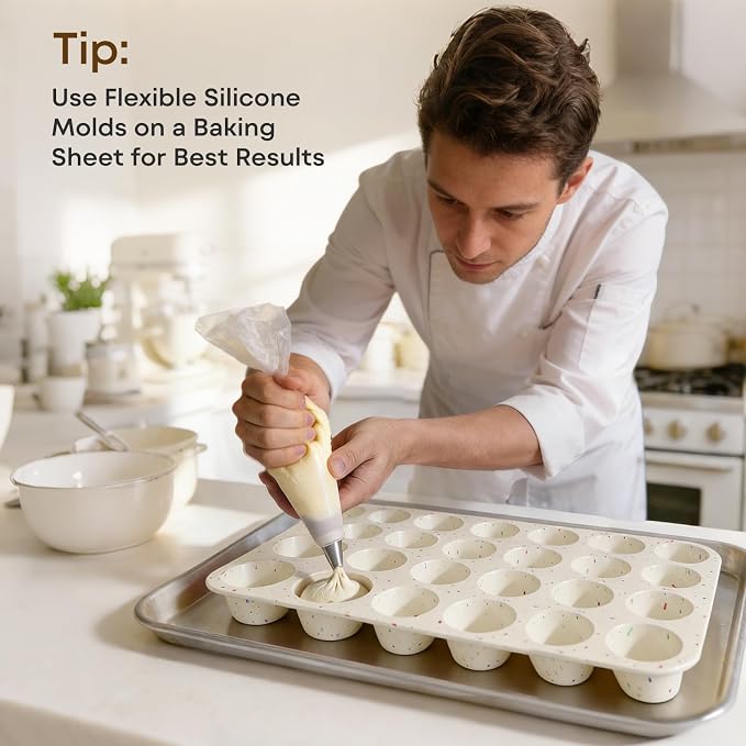 Silicone Mini Muffin Pan, 24 Cup Nonstick Mini Cupcake Pan 2Pcs | Food-Grade Silicone Muffin Tin, Oven Dishwasher Freezer Safe Silicone Molds for Home Baking DIY, Mini Cupcakes, Egg Bites