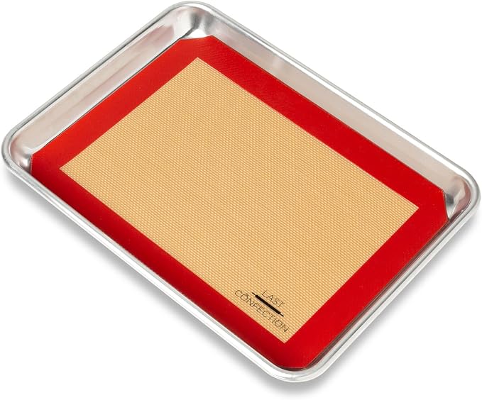 Last Confection Silicone Baking Mat - Set of 2 Non-Stick Quarter Sheet (8-1/2" x 11-1/2") Professional Food Safe Tray Pan Liners