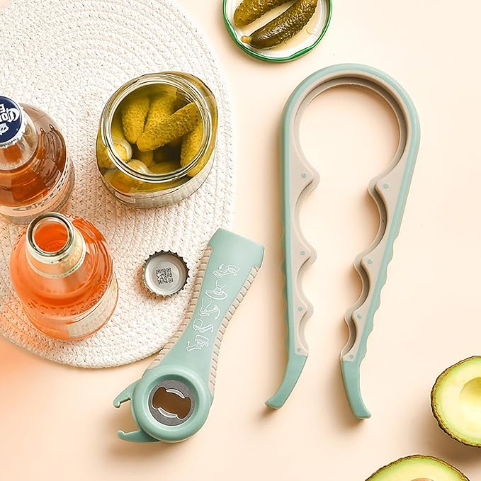 Bottle Opener for Arthritic Hand,Jar Opener for Old People, Children, Women, Those with Weak Hands,Multifunctional Kitchen Gadgets (A-Green)