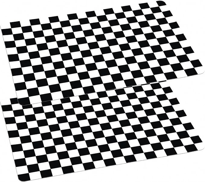 2 Pcs Checkered Silicone Baking Mat Non-Stick Reusable Oven Liner, Food Grade Silicone Roasting Mat with Anti-Slip Grid Design for Baking, Oven, Air Fryer(Black and White, 16.4 x 10.8 Inch)