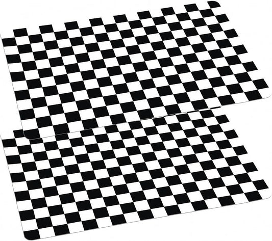 2 Pcs Checkered Silicone Baking Mat Non-Stick Reusable Oven Liner, Food Grade Silicone Roasting Mat with Anti-Slip Grid Design for Baking, Oven, Air Fryer(Black and White, 16.4 x 10.8 Inch)