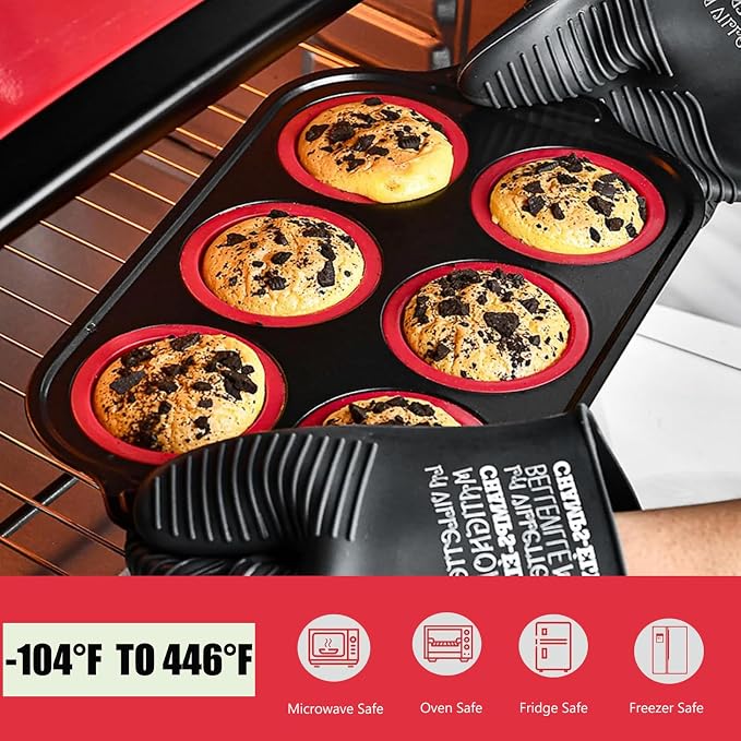 Muffin Pan, 6-Cup Nonstick Silicone Muffin Pans for Baking, Food-Grade Cupcake Pan for Oven, Microwave, Dishwasher Safe, BPA-Free Silicone Baking Mold for Muffins, Cupcakes, Egg Muffins
