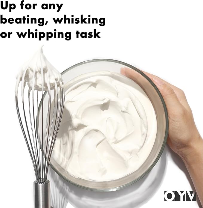 OYV 12" Whisk for Cooking, Ergonomic Handle, Dishwasher Safe 18/10 Stainless Steel Whisk, Professional Kitchen Wire Whisk, Perfect for Blending, Whisking, Baking, and Beating