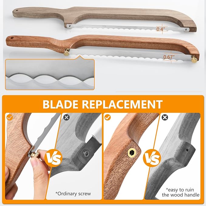Bread Bow Knife for Sourdough, Bread Saw for Homemade Bread, Sourdough Knife Slicer Cutter for Left-handed Slicing