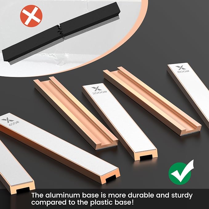 6 PCS Diamond Knife Sharpening Stones Set with Aluminum Base 6.2×0.9", Diamond Plates Kit for XARILK type Sharpeners System, 180# 400# 800# 1500# 2000# 3000# Grit