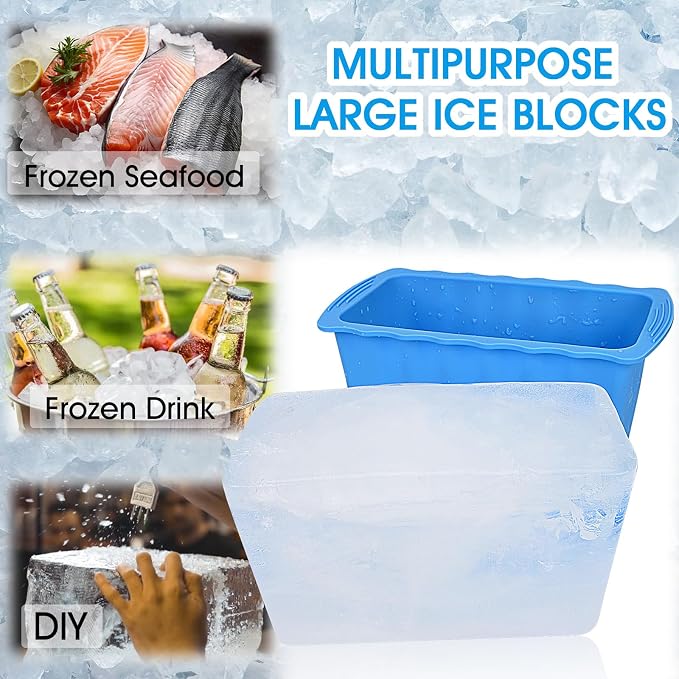 4PC Extra Large Ice Cube Molds Thicker Ice Bath Water Chiller Giant Ice Block Molds Silicone Ice Block Maker For Home Big Ice Cube Tray Reusable Athletes Cold Plunge Accessories Easy to Remove