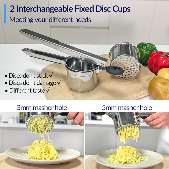 SPEENSUN Potato Ricer, Ricer for Mashed Potatoes, 15oz and 2 Interchangeable Cups Spaetzle Maker for Fluffy Mashed Potatoes,Detachable and Heavy Duty Stainless Steel Potato Masher for Baby food