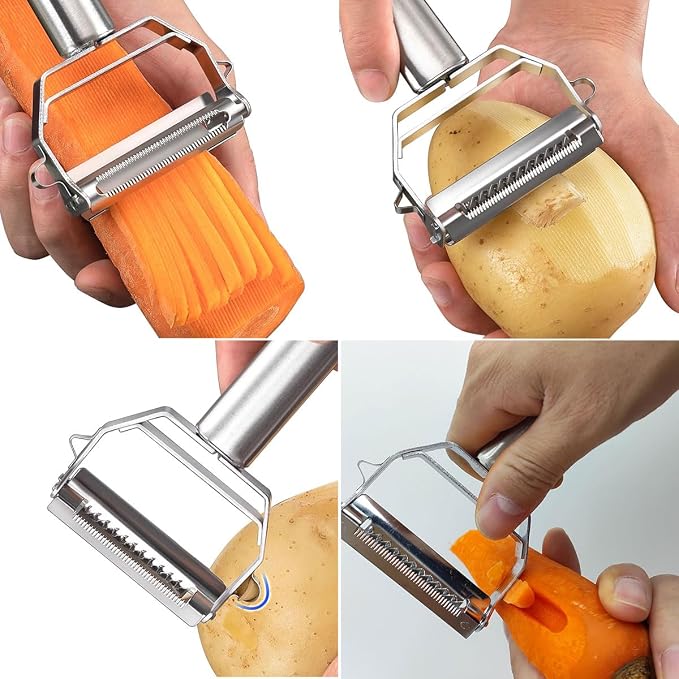 Julienne & Vegetable Peeler,Non-slip Stainless Steel Handle,greate for peeling Carrot, zucchini,Potato,Tomato,Melon and Fruits
