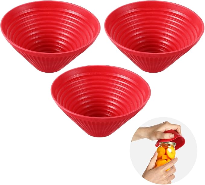 3 Pack Rubber Jar Opener, 3.7 Inch Round Silicone Jar Opener Gripper for Seniors with Arthritis Weak Hands, Non Slip Jars Lid Openers Kitchen Lid Cap Gripper Pads Multi-function Coasters