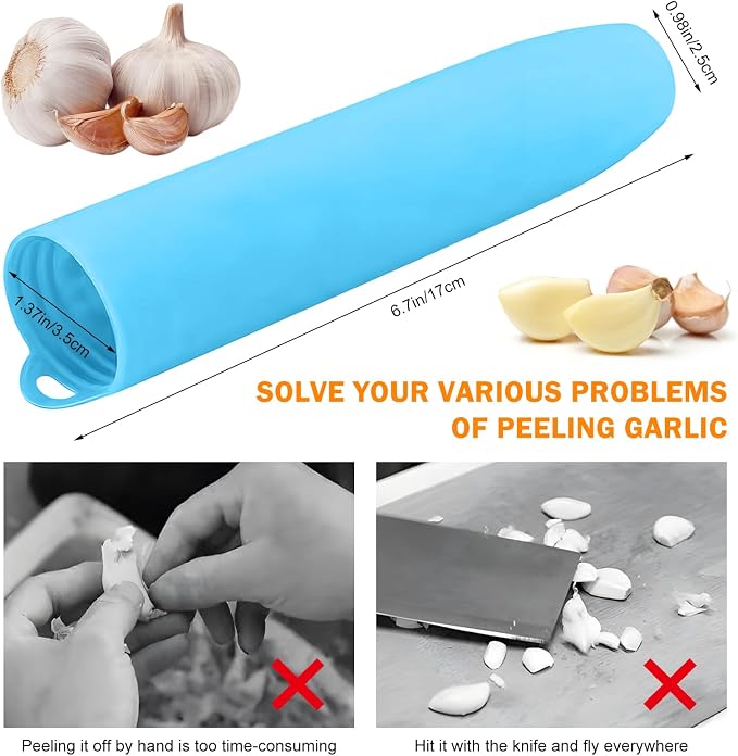 Silicone Garlic Peeler Tube- Garlic Roller Peeling Tube Tool Garlic Odorfree Peel Garlic Easy Roll Tube Useful Kitchen Gadgets (3 Pack)
