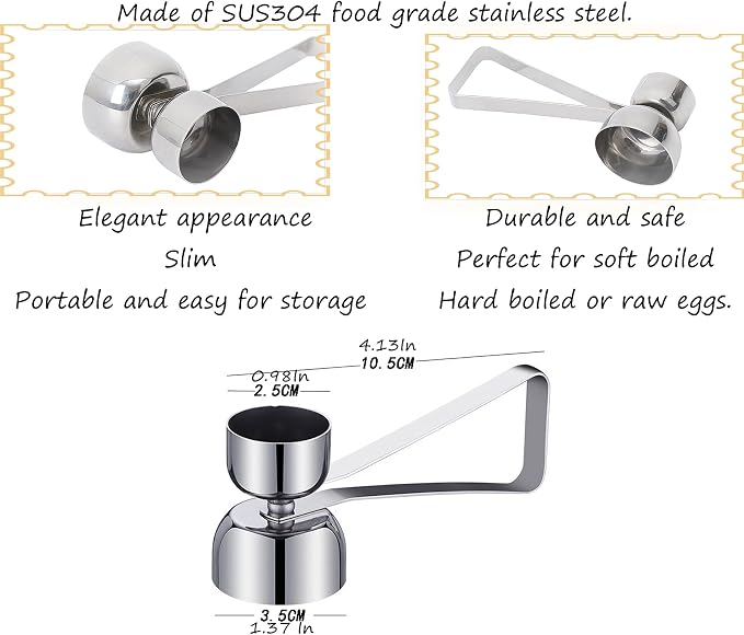 Sagapo 1 Egg Cracker Topper,Double Cups Opener shell Cutter Precise Remover Tool for RawSoft Hard Boiled Egg,Environmentally friendly 304stainless steel Not discolored Resistant high temperature