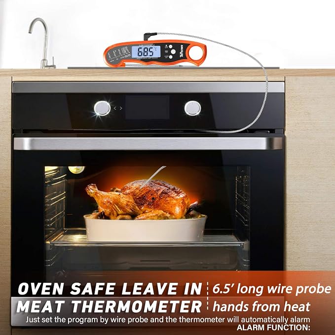 Yepexwo Meat Thermometer for Cooking Instant Read Grilling Digital Thermometer with Dual Probe/Backlight/Storage Bag/Alarm Function for Cooking BBQ