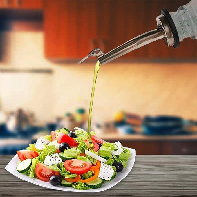 Axe Sickle 2 Pcs Oil Spout Liquor Bottle Pourer Spouts | Stainless Steel Olive Oil Dispenser Spout for About 3/4" Bottle Mouth, with Flip Top