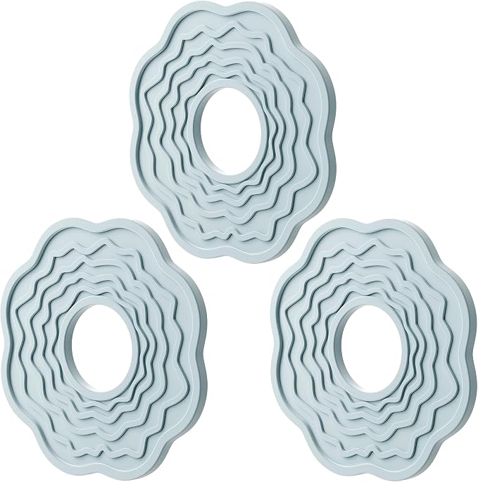 Blue Silicone Trivets for Hot Dishes, Hot Pads and Pot Holders, Set of 3 | Food-grade silicone, non-toxic kitchen hot pads for hot pots, pans, bowls and tables; soft gray blue decor