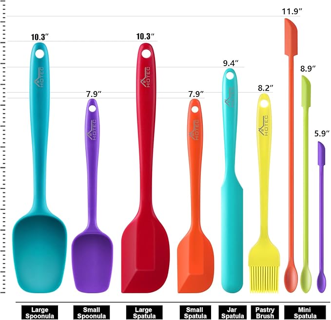 Hotec 5 pieces Silicone Basting Pastry Brushes +Hotec 9pieces Silicone Spatulas Non stick High Heat Resistant
