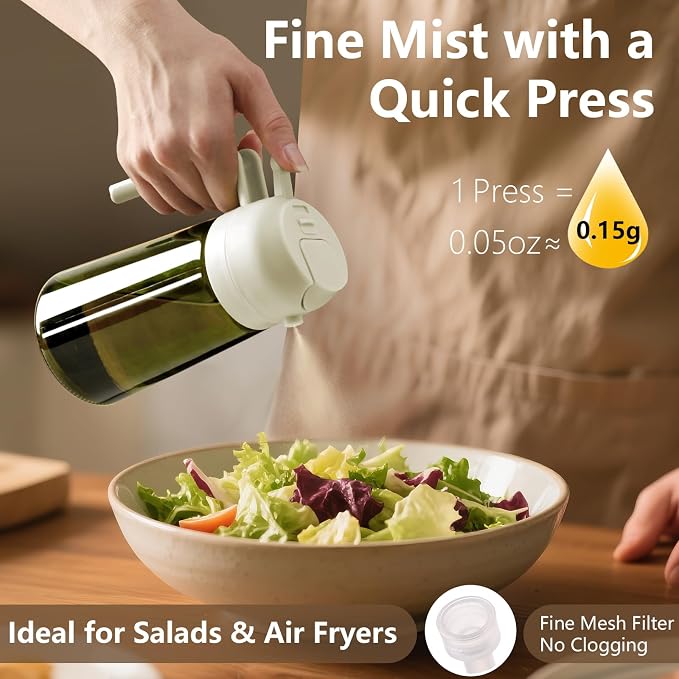 SWEET VIEW Olive Oil Dispenser and Oil Sprayer 16oz/470ml | Glass Light-Proof Oil Pourer for Kitchen with Stickers for Air Fryer, Cooking, Salad, and BBQ