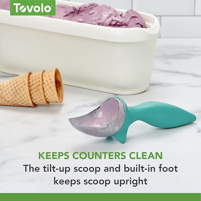 Tovolo Ice Cream Scoop Tropical Breeze Seafoam Green Dishwasher Safe Heavy Duty Ice Cream Scooper with Elevated Tilt Up Design, Heat Retaining Ice Cream Scoops with Non Slip Handle for Cookie Dough