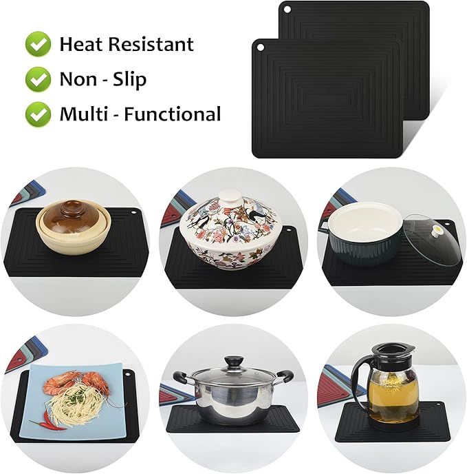Silicone Trivets for Hot Dishes Pots and Pans, Brown Hot Pads for Kitchen, Multi-Purpose Heat Resistant Mat for Counter, Versatile Trivet Mat, Flexible Silicone Pot Holders Set 2