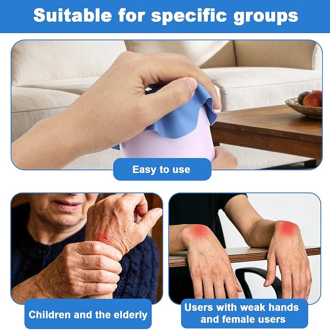 LUTER 4pcs Jar Opener Gripper Pad for Seniors with Weak Hands, Rubber | Multi-function Silicone Bottle Opener Lid Cap Rubber Gripper Pads Kitchen Coasters Gadgets, Blue, Red