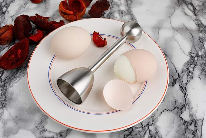 Egg Cracker Topper Cutter for Soft Boiled Eggs Stainless Steel Shell Remover Separator Kitchen Tool