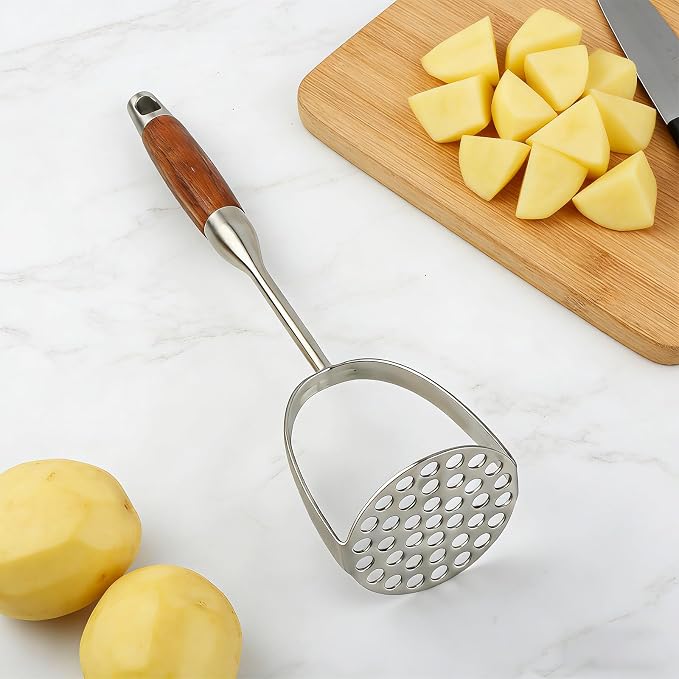 304 Stainless Steel Potato Masher, Heavy Duty Mashed Potato Masher, Professional Integrated Honeycomb, Effortless Mashing Tool for Potatoes, Avocados, Vegetables, Fruit, Meat, Dishwasher