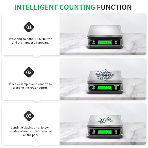 Large Digital Kitchen Scale40kg Stainless Stee with 6 Unit Tare PCS Funtion | Food Scales 88lbs with LCD Display for Baking, Bread, Cooking, Meat, Vegetables, Farm with Adapter Grey
