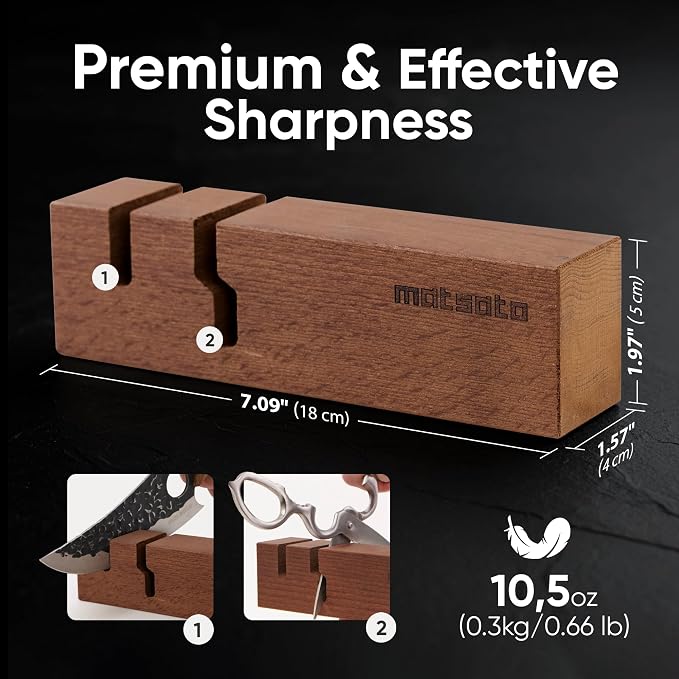 Matsato Knife Sharpener – Chef & Pocket Knife Sharpener, Knives Blade Sharpening, Kitchen Gift for Men & Women, Afilador de Cuchillos, 7.09" x 1.97"