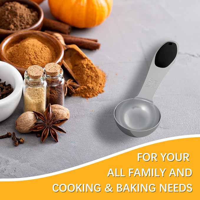 LEIFENY 2PCS 1/2 Tsp(1/6tbsp, 2.5ml) Single Measuring Spoon with Black Silicone Grip, Stainless Steel Individual Measure Scoop Only