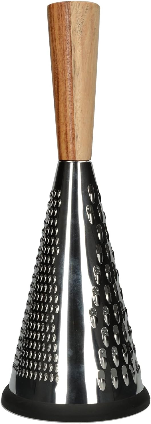 CreativeTops Masterclass Gourmet Cheese Large Vintage-Style Conical Cheese Grater with Wooden Handle, 13 x 13 x 33 cm (5" x 5" x 13"), Silver/Brown