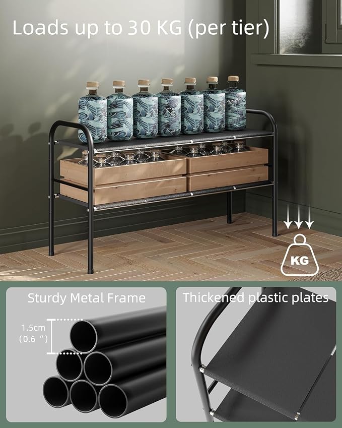 Under Sink Organizers and Storage,Expandable under cabinet organizer Shelf | 2 tier expandable shelf for kitchen and bathroom,shoe rack,8 Removable ABS Panels,Adjustable partition height,20.6-32.2" W