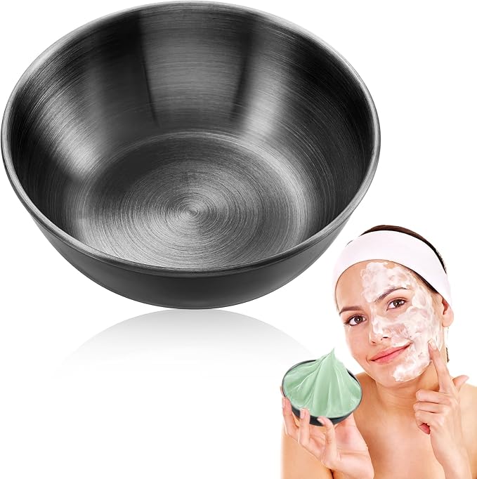 Teenyyou DIY Face Mask Mixing Bowl Stainless Steel Esthetician Facial Mask Bowl Facial Small Mixing Esthetician Supplies for Lady Women Skincare Home Salon Cosmetic Beauty(3.23 Inch,Black,1 Pcs)