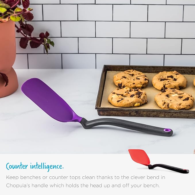 Dreamfarm Chopula Non-Stick-Safe Super-Flexible Sit-Up Spatula with Strong Flat Edge to Separate Food - 12" Dreamfarm Blue | Non-stick cookware safe, heat resistant, thin, flexible flipper, turner and food chopper with sit-up, no-mess handle, 12"