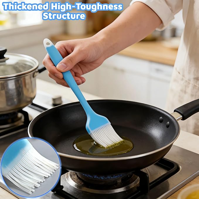 Silicone Basting Pastry Brush, 10.35 Inch, Blue, Food Grade, Heat Resistant -30°C to 230°C, No Bristle Loss, for Baking, BBQ, and Cooking