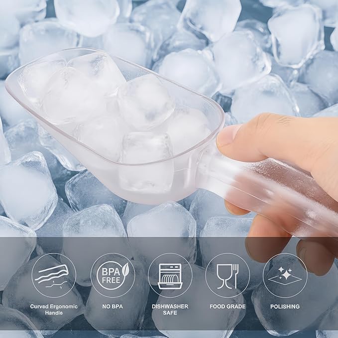 Plastic ice scoop for freezer,ice maker scoop,ice scoopers for ice bucket,Polycarbonate Utility Ice Scoop,24 Oz,Clear, Ergonomic Handle, Applicable to:Ice Maker,Ice Cream,Pets Food,Coffee Beans(1pcs)L