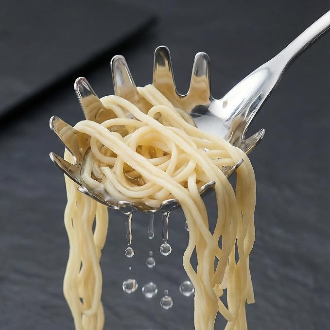 IMIKEYA Stainless Steel Pasta Server Spoon 9.44 Inches - Ergonomic Noodle Spoon for Spaghetti Pasta Serving and Ice Scooping in Kitchen and Bar