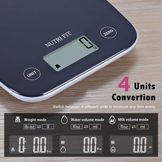Digital Food Scale 11lb Kitchen Scales for Cooking Baking Black | Weight in Ounces & Grams, 1g Precision, Max 11lbs, Smart Tare, LCD Display, 4 Units, For Weight Loss, with 2AAA Batteries