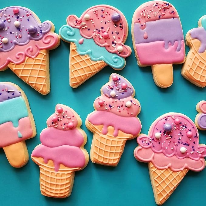 Ann Clark Cookie Cutters Summer Fun Cookie Cutters 3-Pc. Set Made in the USA, Flip Flop, Sunglasses, Ice Cream Cone