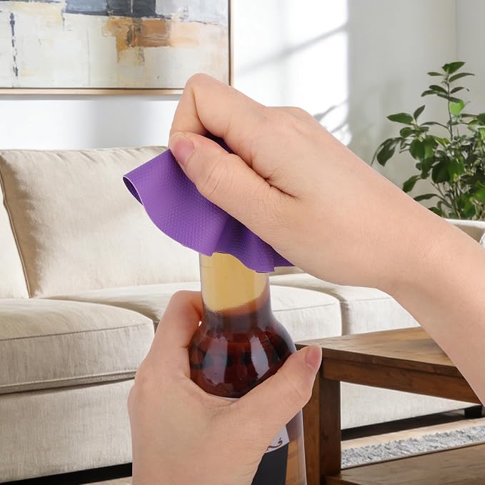 LUTER 4pcs Jar Opener Gripper Pad for Seniors with Weak Hands, Rubber | Multi-function Silicone Bottle Opener Lid Cap Rubber Gripper Pads Kitchen Coasters Gadgets Gadgets, Purple, Red