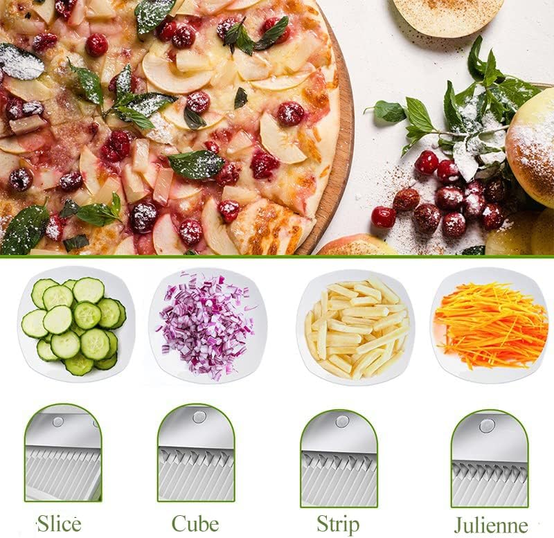 Vegetable Chopper Mandoline Slicer Adjustable Vegetable Cutter Safe Multi-purpose Food Vegetable Slicer for Kitchen (Blue), 12.7*5.3*5 inch