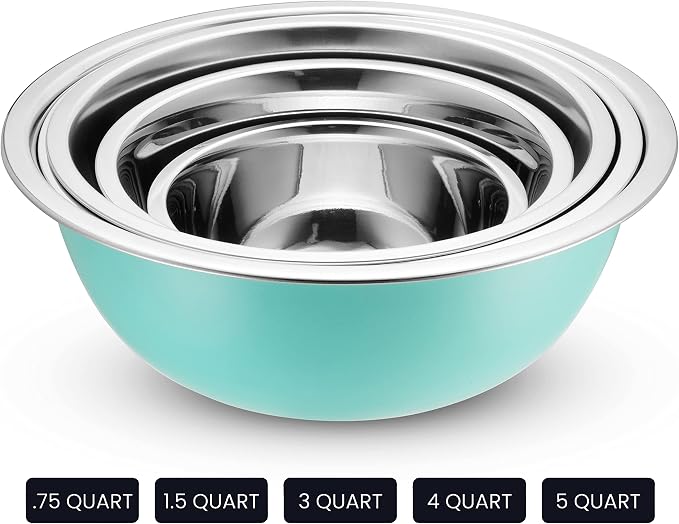 10-Piece Stainless Steel Mixing Bowl Set with Lids for Food Prep & Storage | WHYSKO Mixing Bowls with Lids Set - .75, 1, 1.5, 3 & 5 Quart Kitchen Bowls, Rustproof Metal Nesting Bowls, Dishwasher Safe