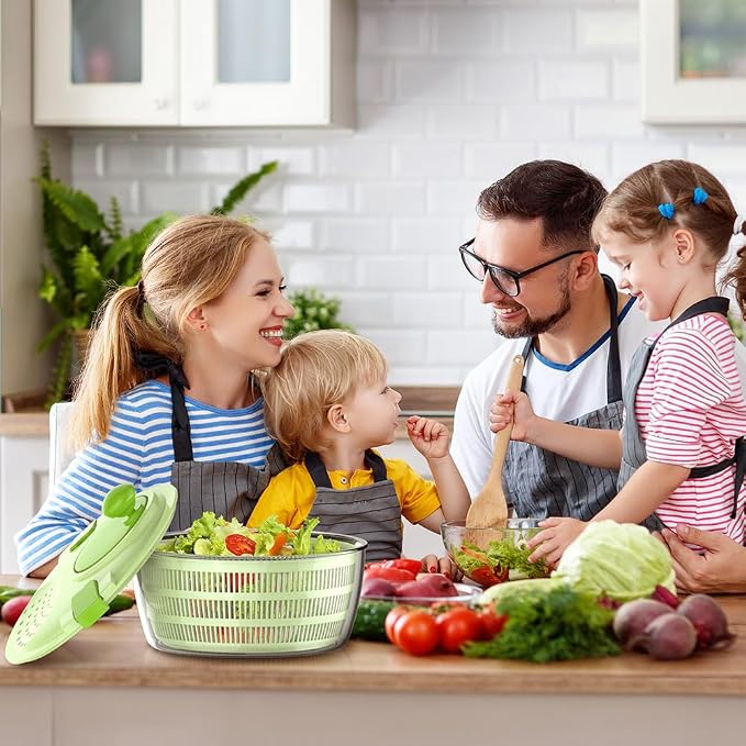 Salad Spinner Lettuce Spinner 4.4 QT Fruit and Vegetable Washer with Bowl and Mesh Basket for Washing, Spinning, and Draining