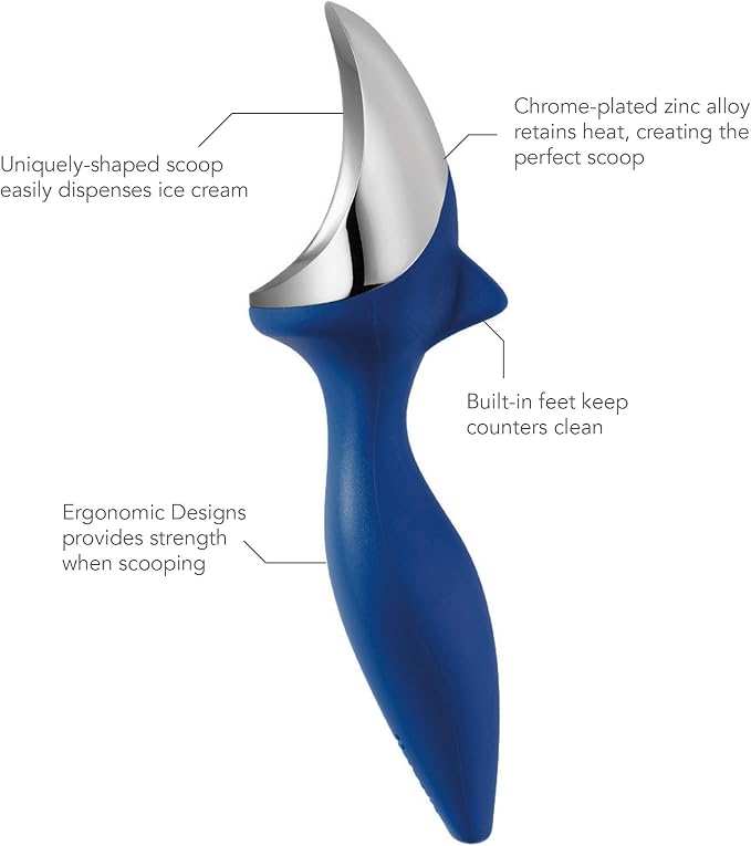 Tovolo Ice Cream Scoop Stratus Blue Dishwasher Safe Heavy Duty Ice Cream Scooper with Elevated Tilt Up Design, Heat Retaining Ice Cream Scoops with Non Slip Handle for Cookie Dough, Gelato, Sorbet