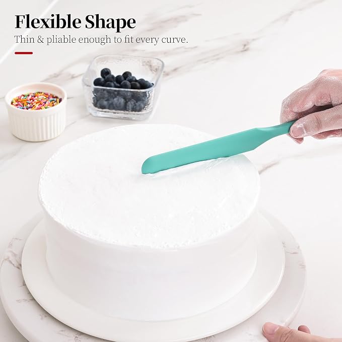 600ºF Heat Resistant Silicone Spatula Spoonula Set of 4, Aqua Sky | High Heat Food Safe Kitchen Use Scraper for Cooking Baking Mixing Scraping Stirring Cake Nonstick Cookware Pan Bowl