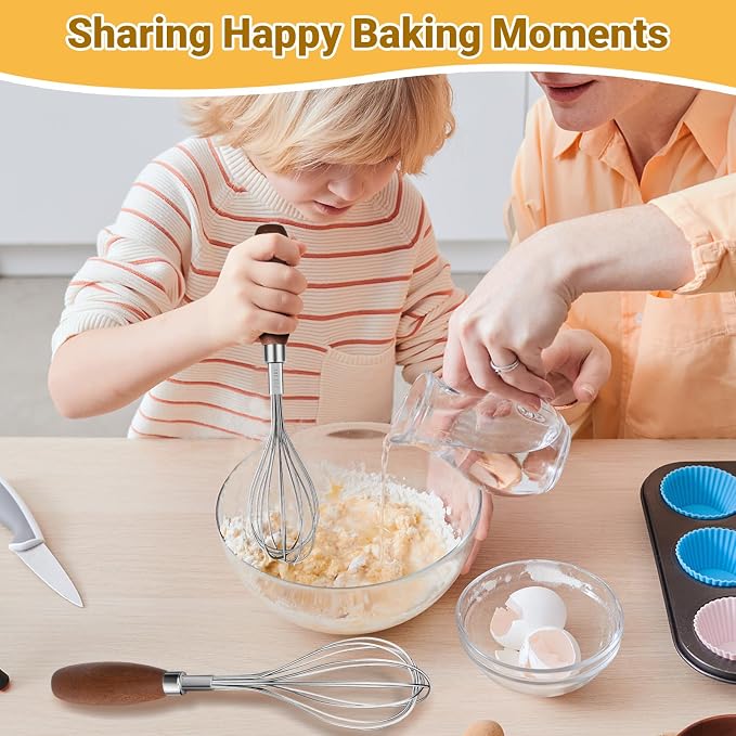 Set of 2 Stainless Steel Whisks, Balloon Whisk Set with Comfortable Handle, Whisk for Cooking, Beating and Frothing (22 cm, 24 cm)
